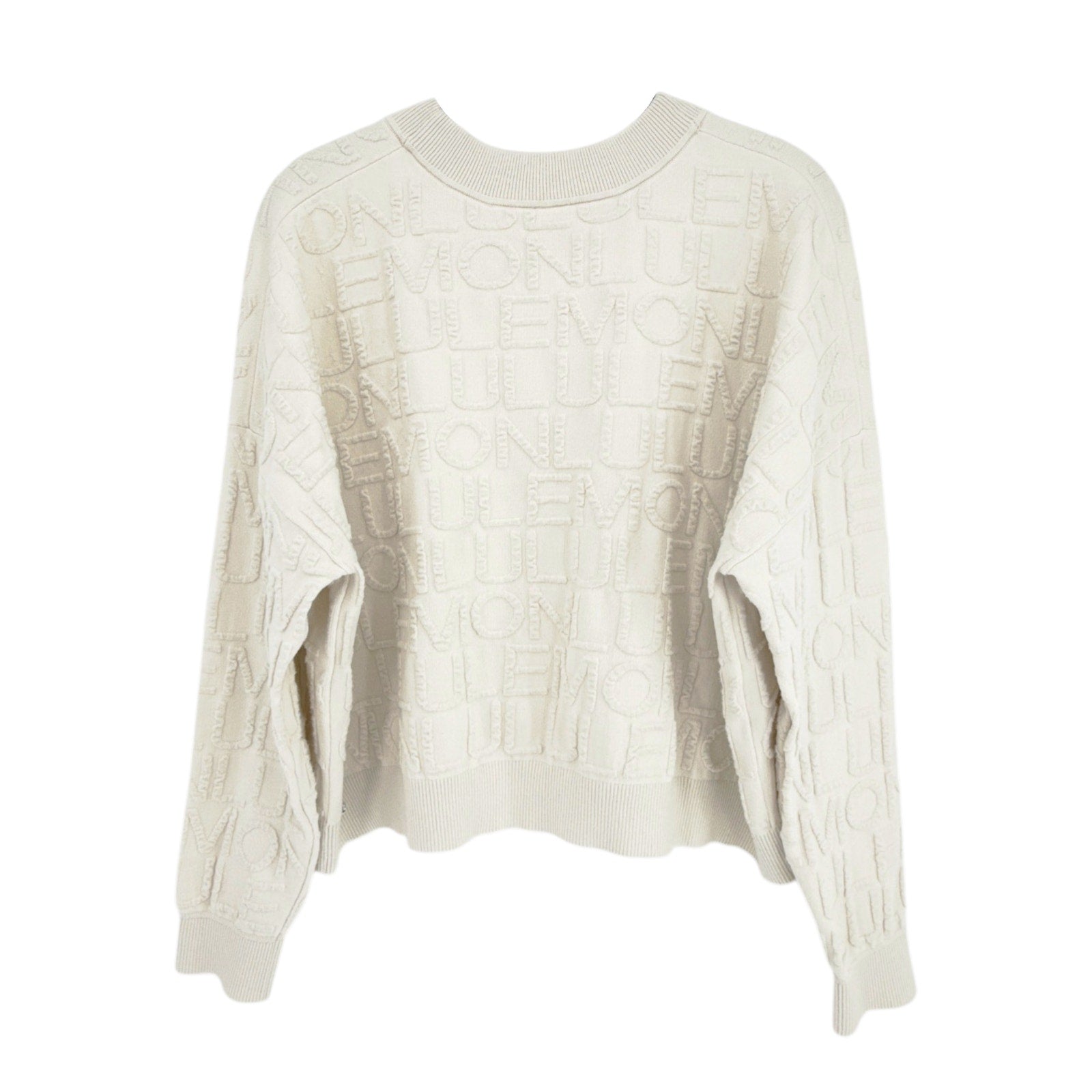 LULULEMON Cotton Blend Jacquard Crewneck Sweater in Light Ivory S Lululemon