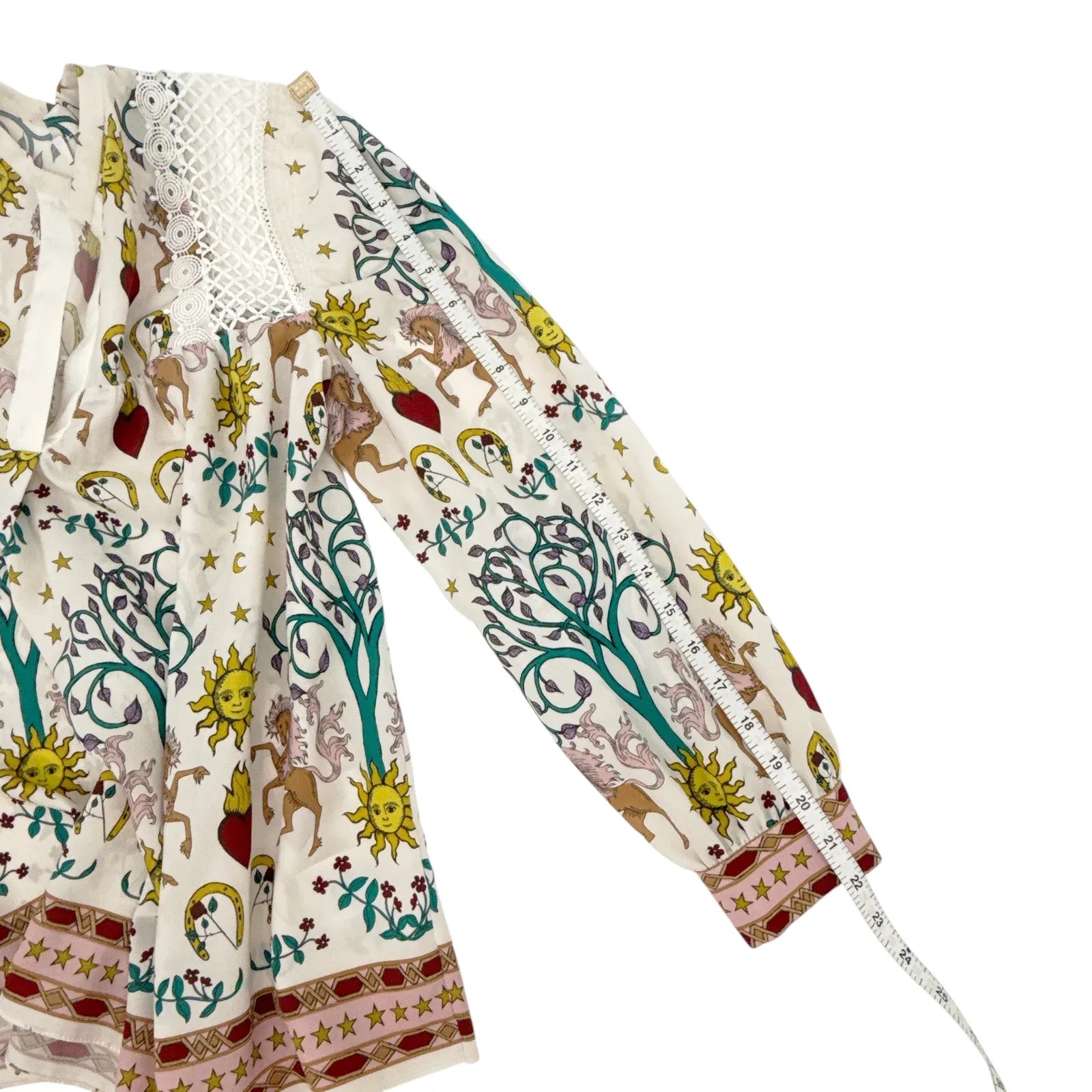 SANDRO Azucar Print Chiffon Blouse In Off White 2|M - flyKAMP