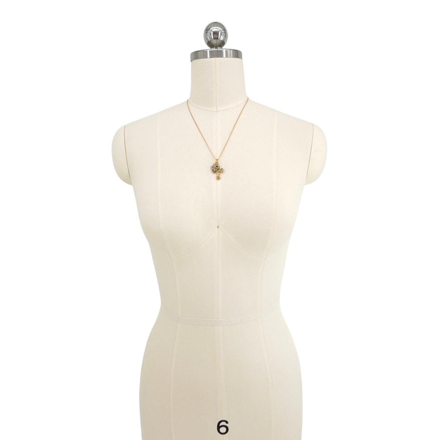 VIRGINS SAINTS & ANGELS VSA Basilica Cross & Sacred Heart Charm Necklace Gold