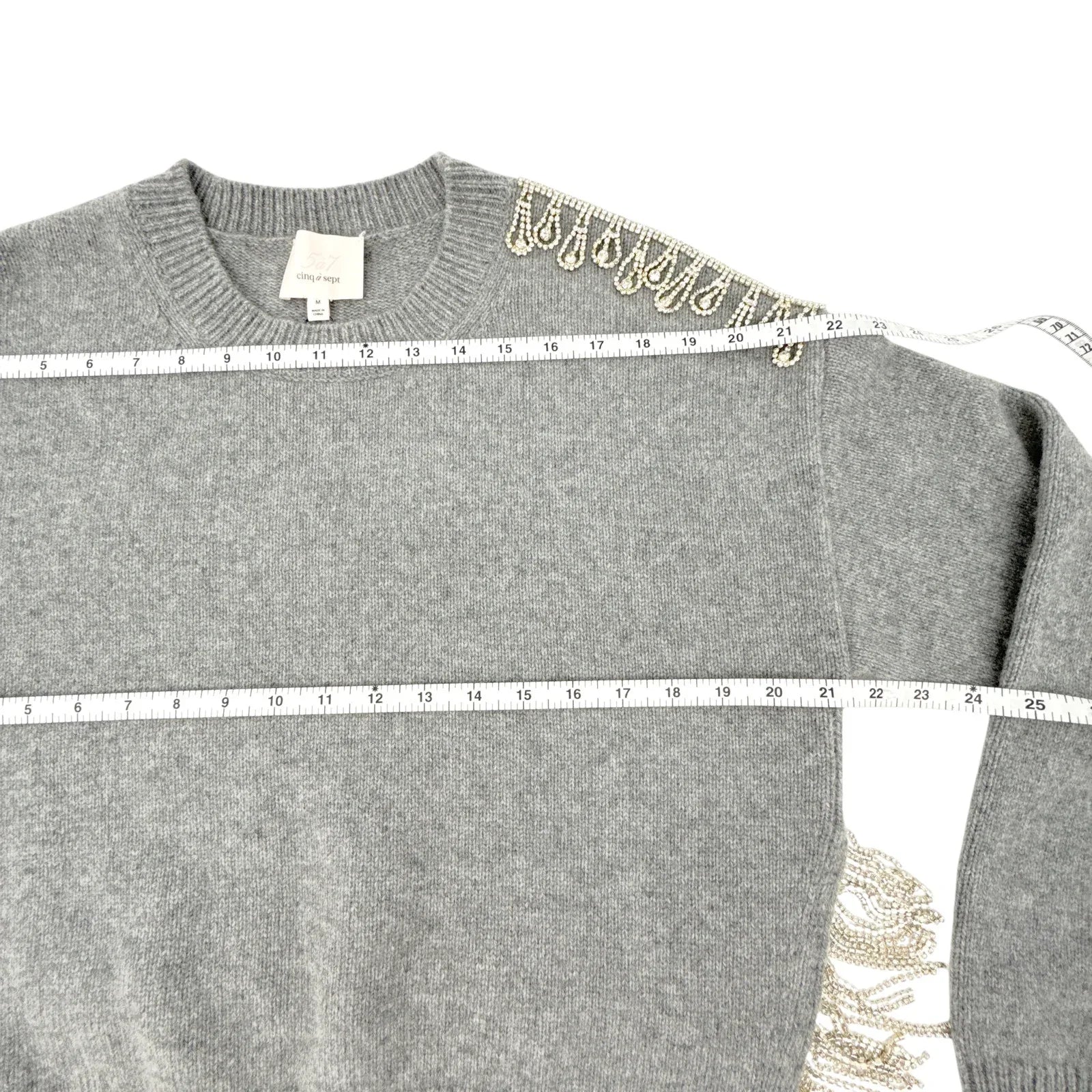 CINQ a SEPT Lilliana Embellished Knit Sweater M - flyKAMP