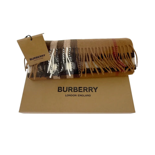 BURBERRY Giant Check Cashmere Scarf in Birch Brown - flyKAMP