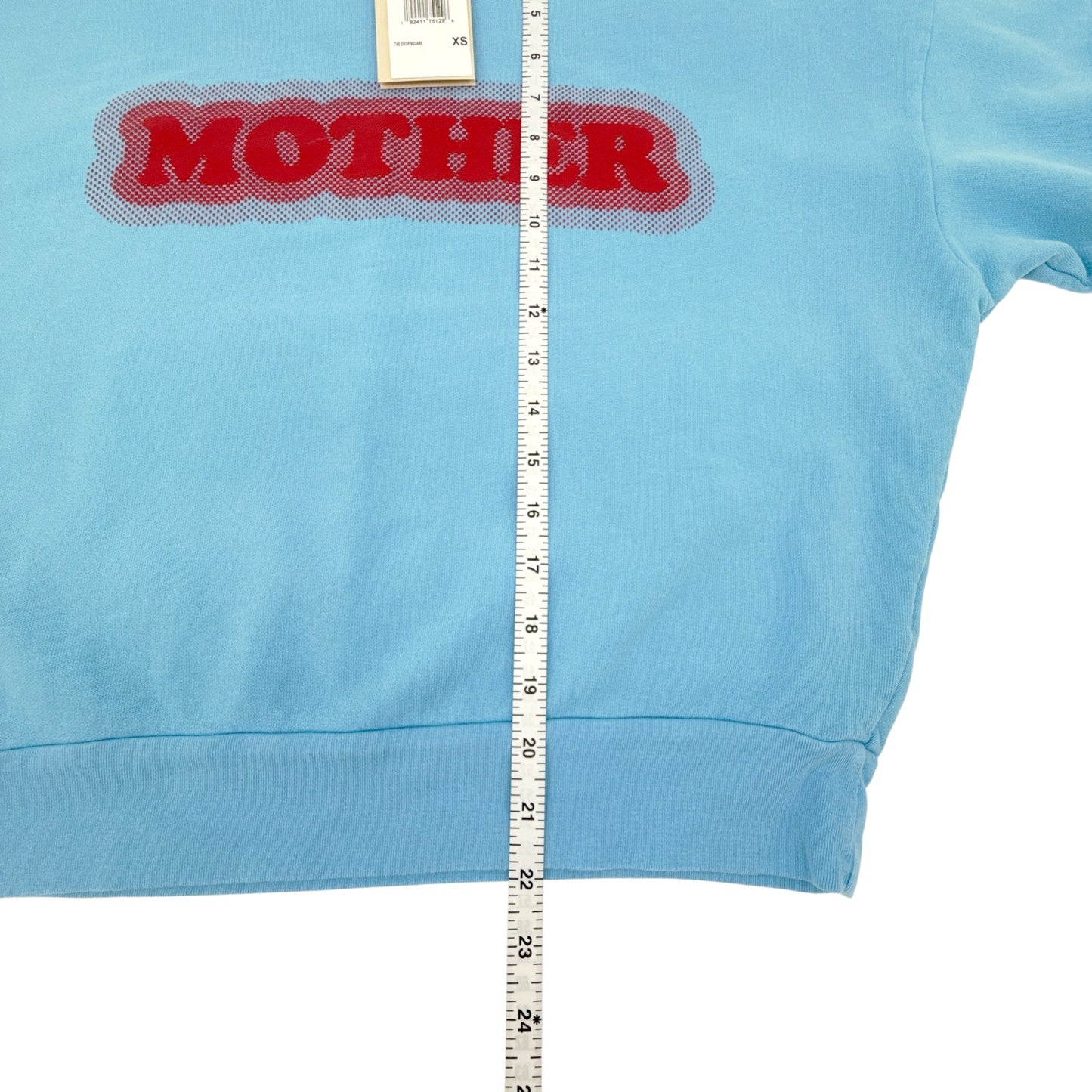 MOTHER The Drop Square Logo Cotton Sweatshirt in Mother High Density XS