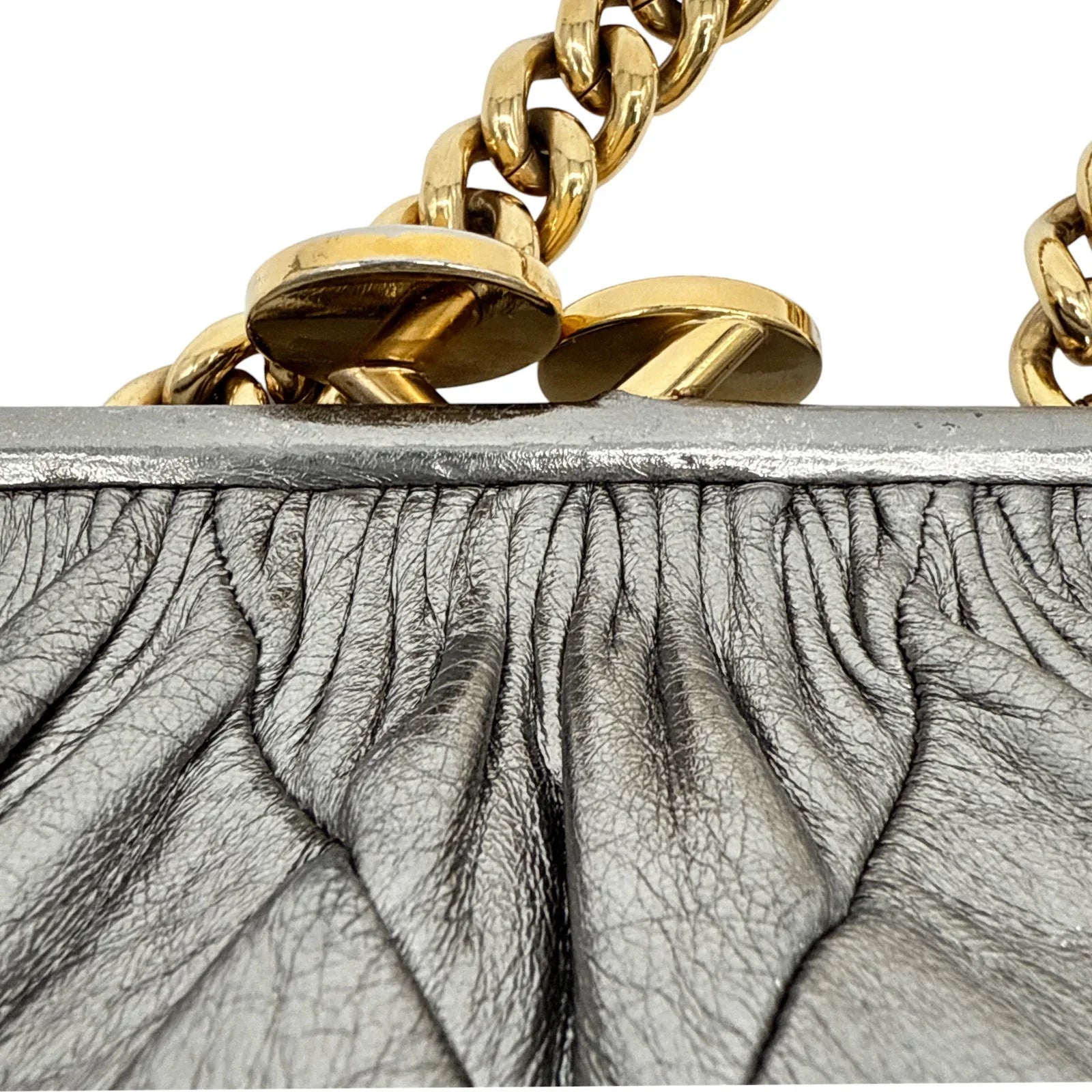 MARC JACOBS Collection Patchwork Metallic Leather Little Stam Bag in Silver - flyKAMP