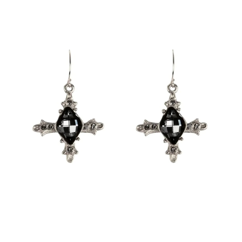VIRGINS SAINTS & ANGELS VSA Ice Cross Earrings in Silver & Night - flyKAMP