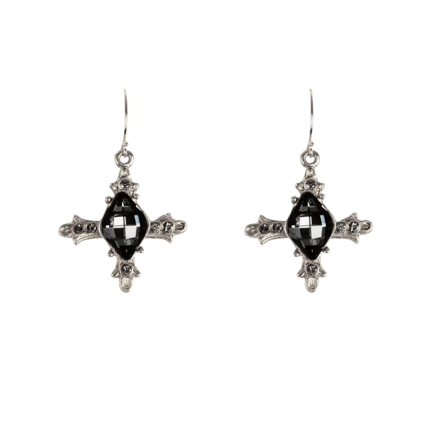 VIRGINS SAINTS & ANGELS VSA Ice Cross Earrings in Silver & Night