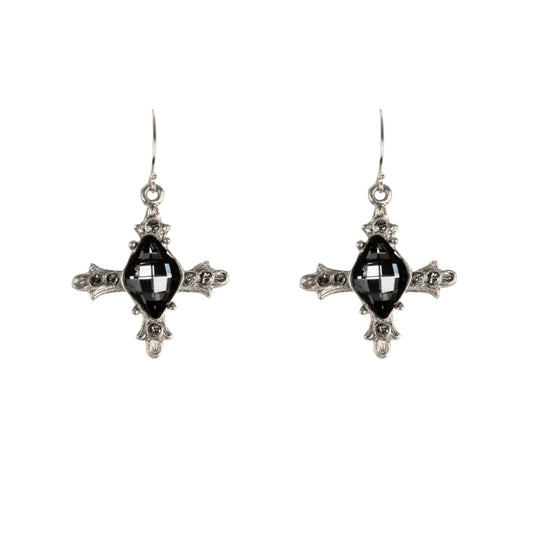 VIRGINS SAINTS & ANGELS VSA Ice Cross Earrings in Silver & Night