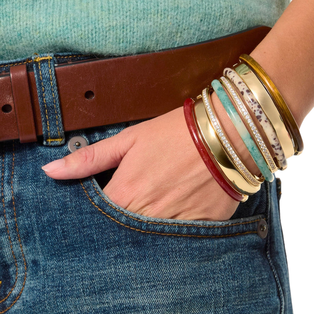 ROXANNE ASSOULIN Semi Stone and Small Puffy Hinged Cuff Set Roxanne Assoulin