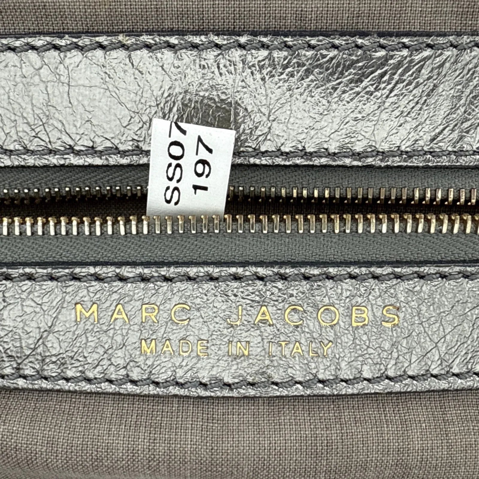 MARC JACOBS Collection Patchwork Metallic Leather Little Stam Bag in Silver - flyKAMP