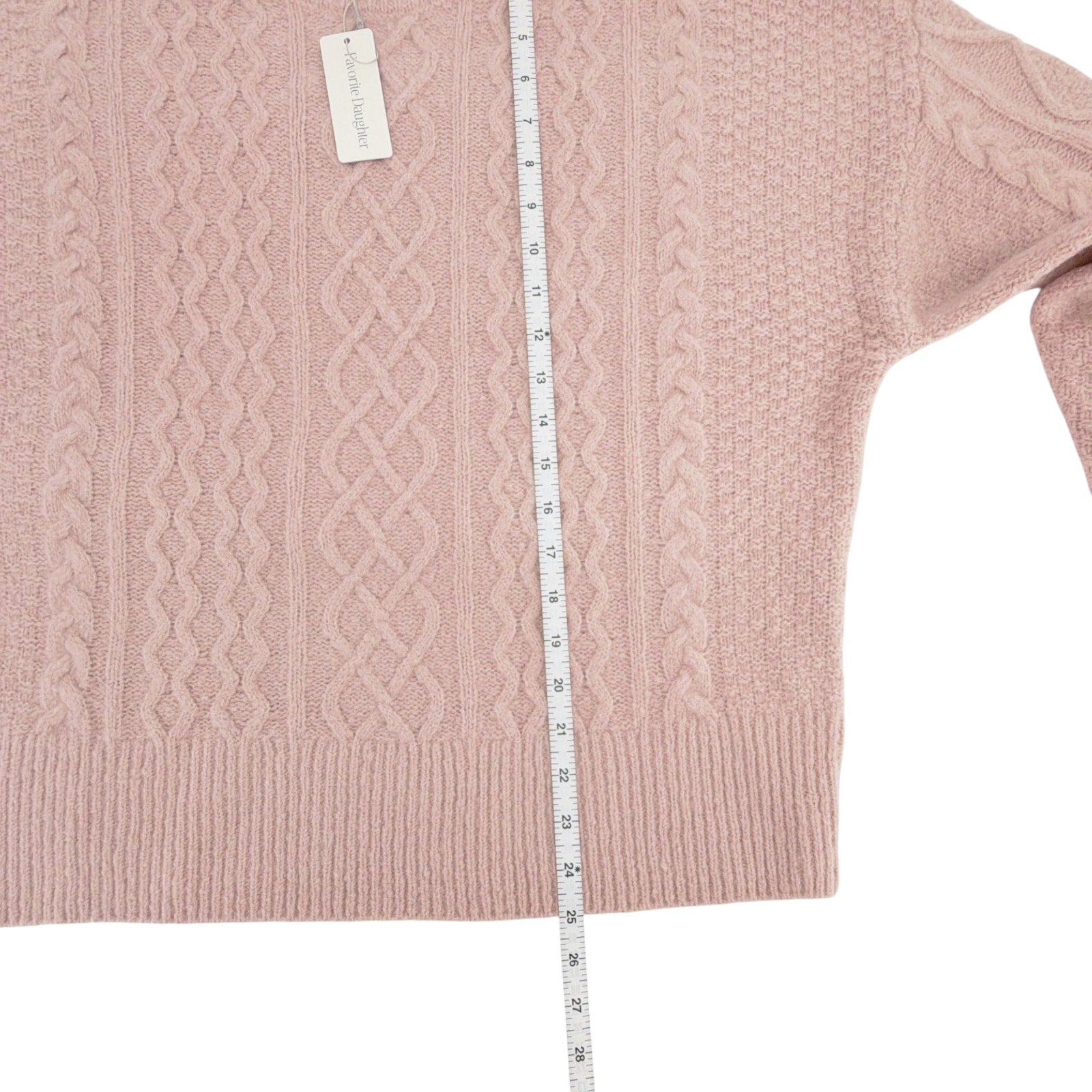 FAVORITE DAUGHTER The Oversized Cable Sweater in Whimsical Rose S Favorite Daughter
