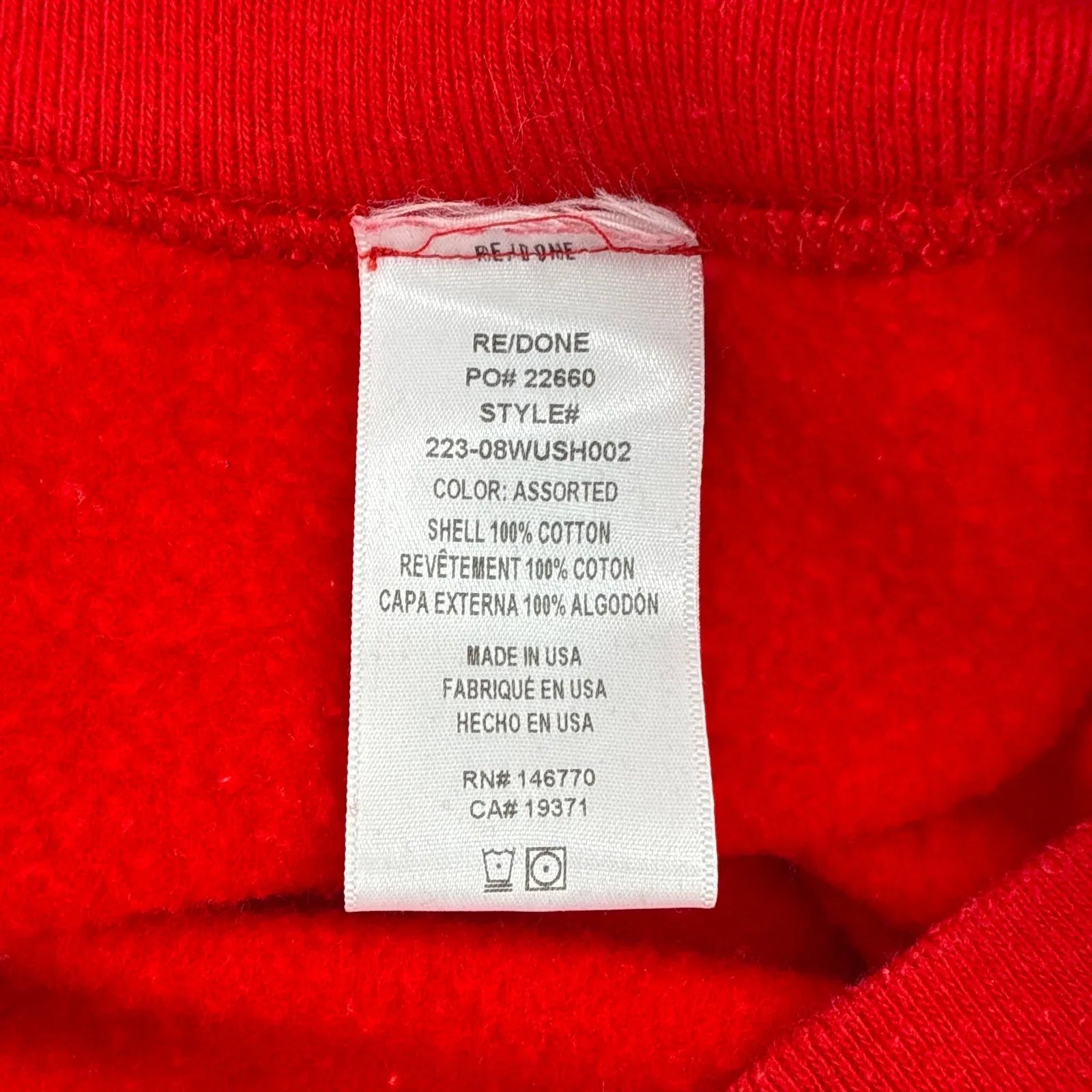 RE/DONE Recycle Crew Neck Sweatshirt in Red XS/S - flyKAMP