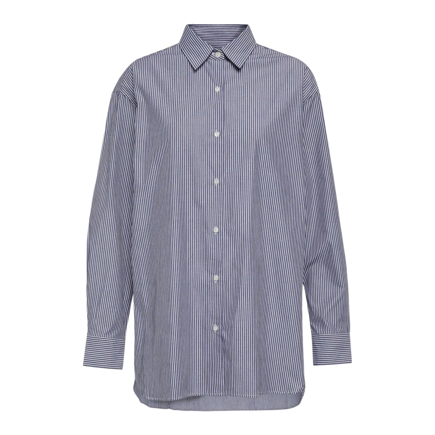 NILI LOTAN Yorke Shirt in Navy & White Stripe XS