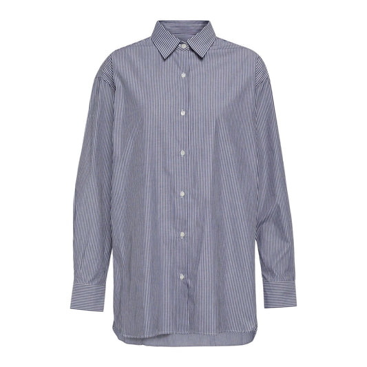 NILI LOTAN Yorke Shirt in Navy & White Stripe XS
