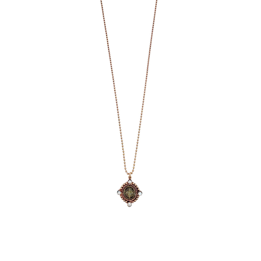 VIRGINS SAINTS & ANGELS VSA Lil' Bennie San Benito Charm Necklace SS Rose Gold Virgins Saints & Angels