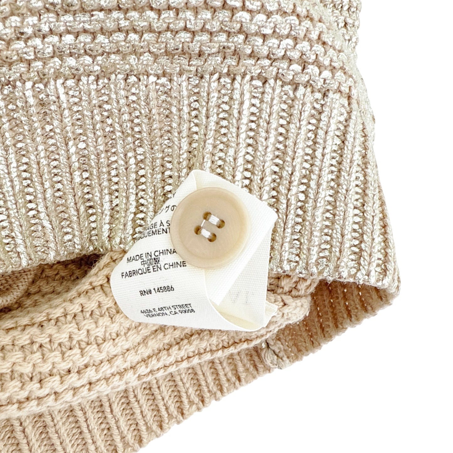 THE GREAT. The Varsity Cardigan Gold Shimmer 0|XS