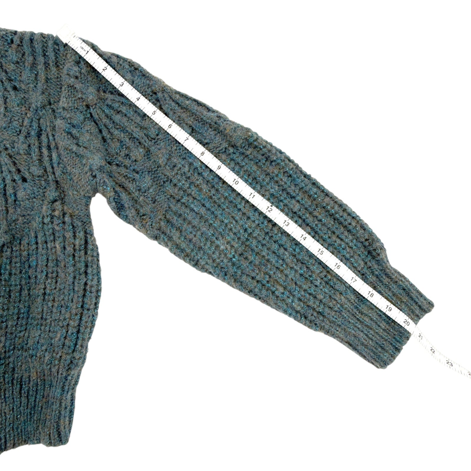 The GREAT. The Frond Montana Cardigan in Pine Needle Shimmer 1 | S The Great.