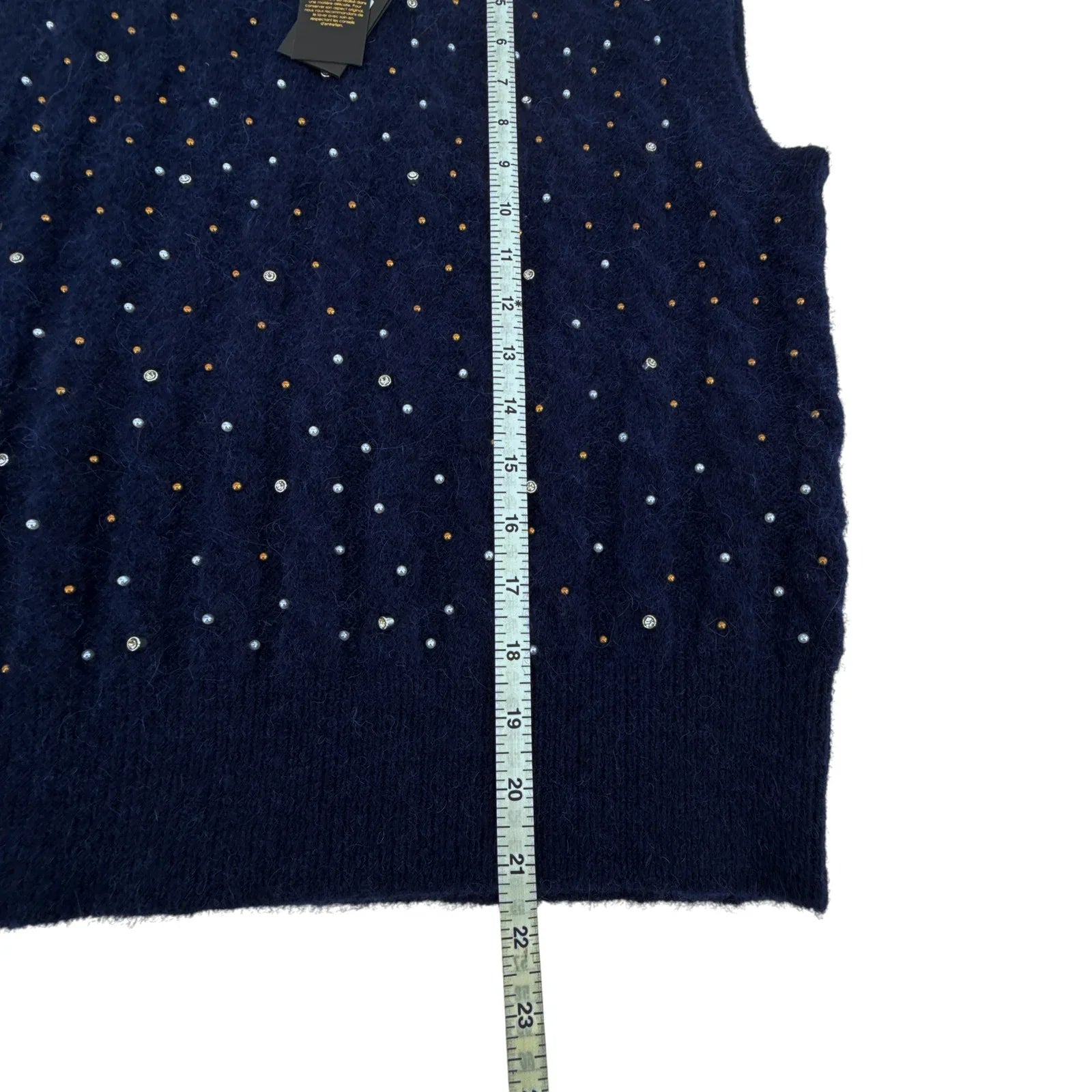 MAJE Maela Embellished Sweater Vest in Marine 3|L - flyKAMP
