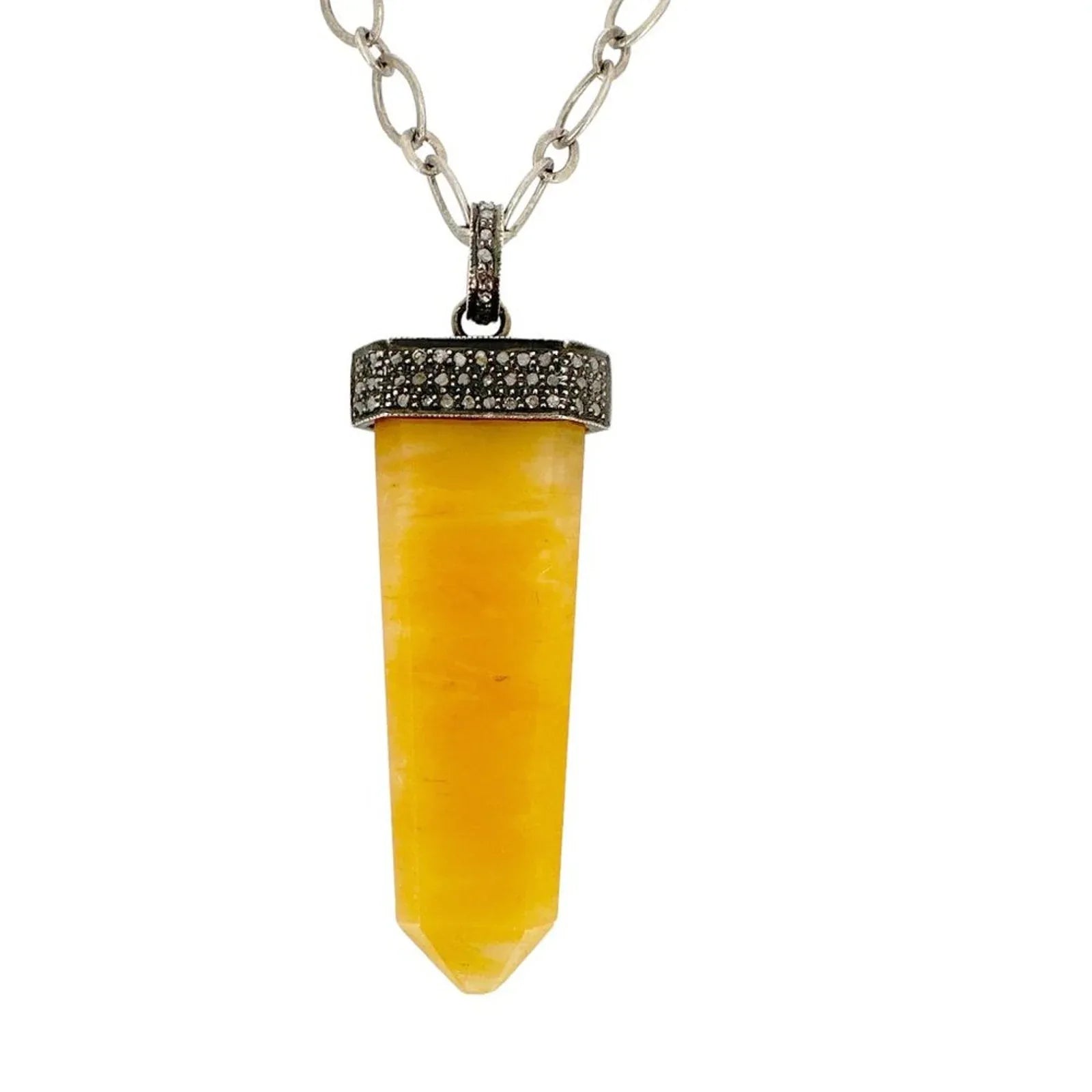 JULIE ZANCANELLI Diamond Pave Yellow Arrow Pendant - flyKAMP
