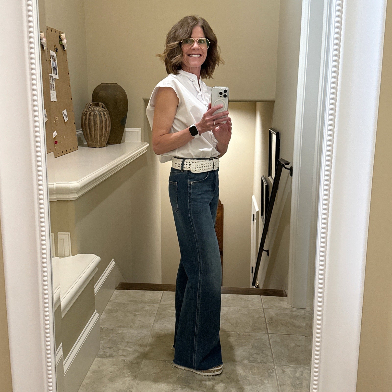 ZADIG and VOLTAIRE Ruffle Front Sleeveless Shirt in White S Zadig & Voltaire