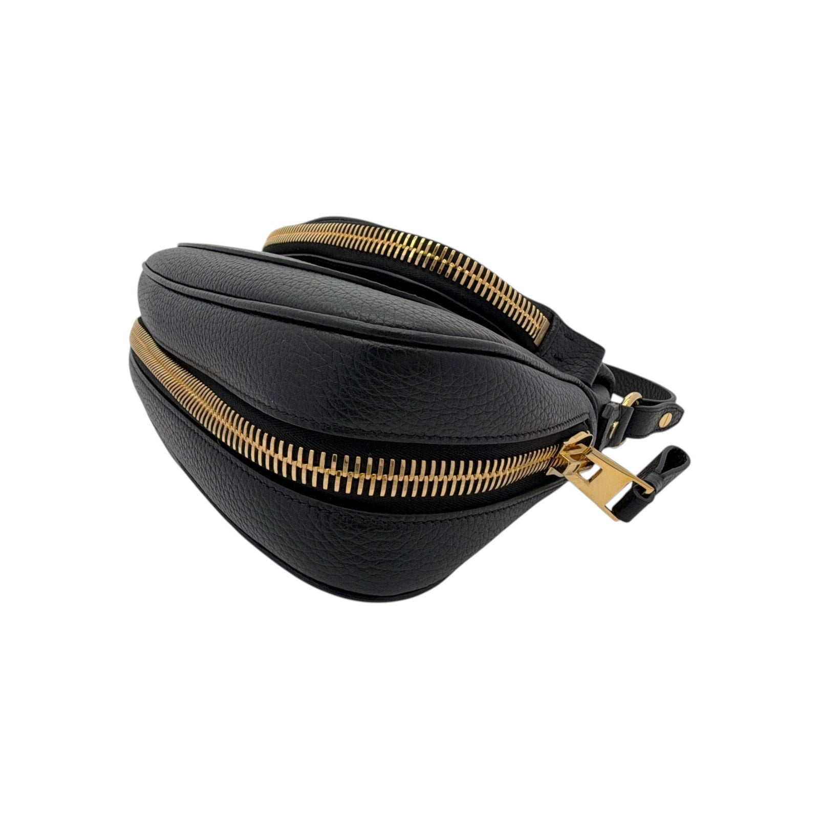 TOM FORD Jennifer Medium Double Strap Bag in Black Grained Leather Tom Ford