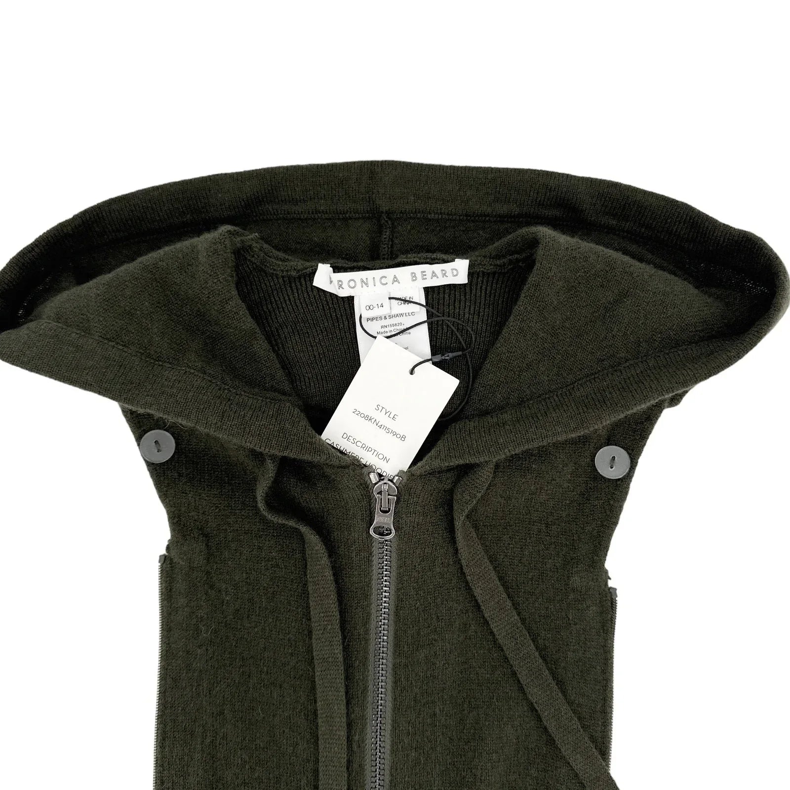VERONICA BEARD Cashmere Hoodie Dickey in Army - flyKAMP