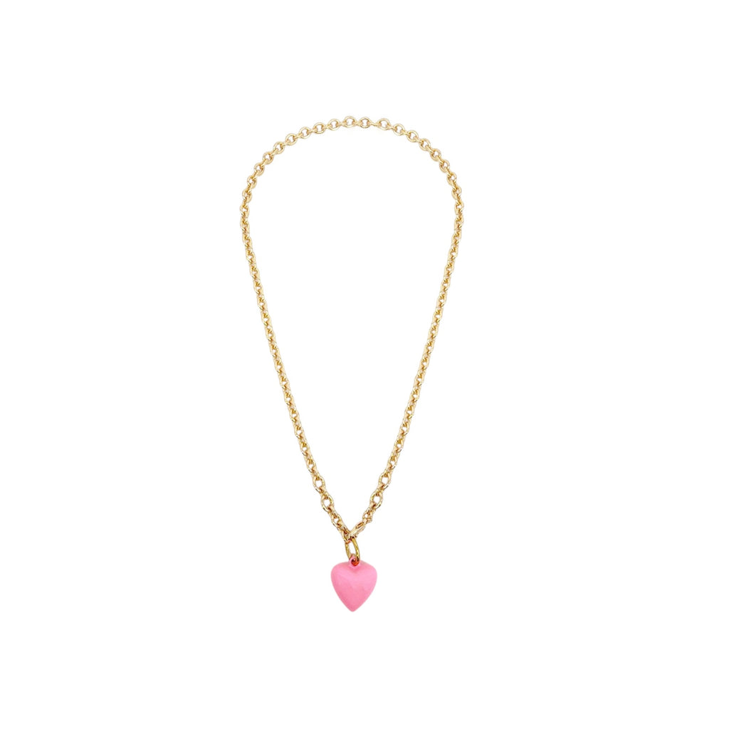 ROXANNE ASSOULIN The Mini Puffy Heart Necklace in Gold & Pink Roxanne Assoulin