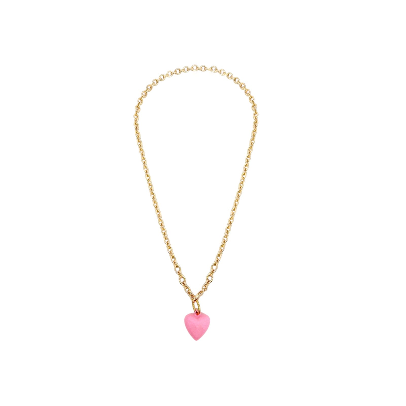 ROXANNE ASSOULIN The Mini Puffy Heart Necklace in Gold & Pink Roxanne Assoulin