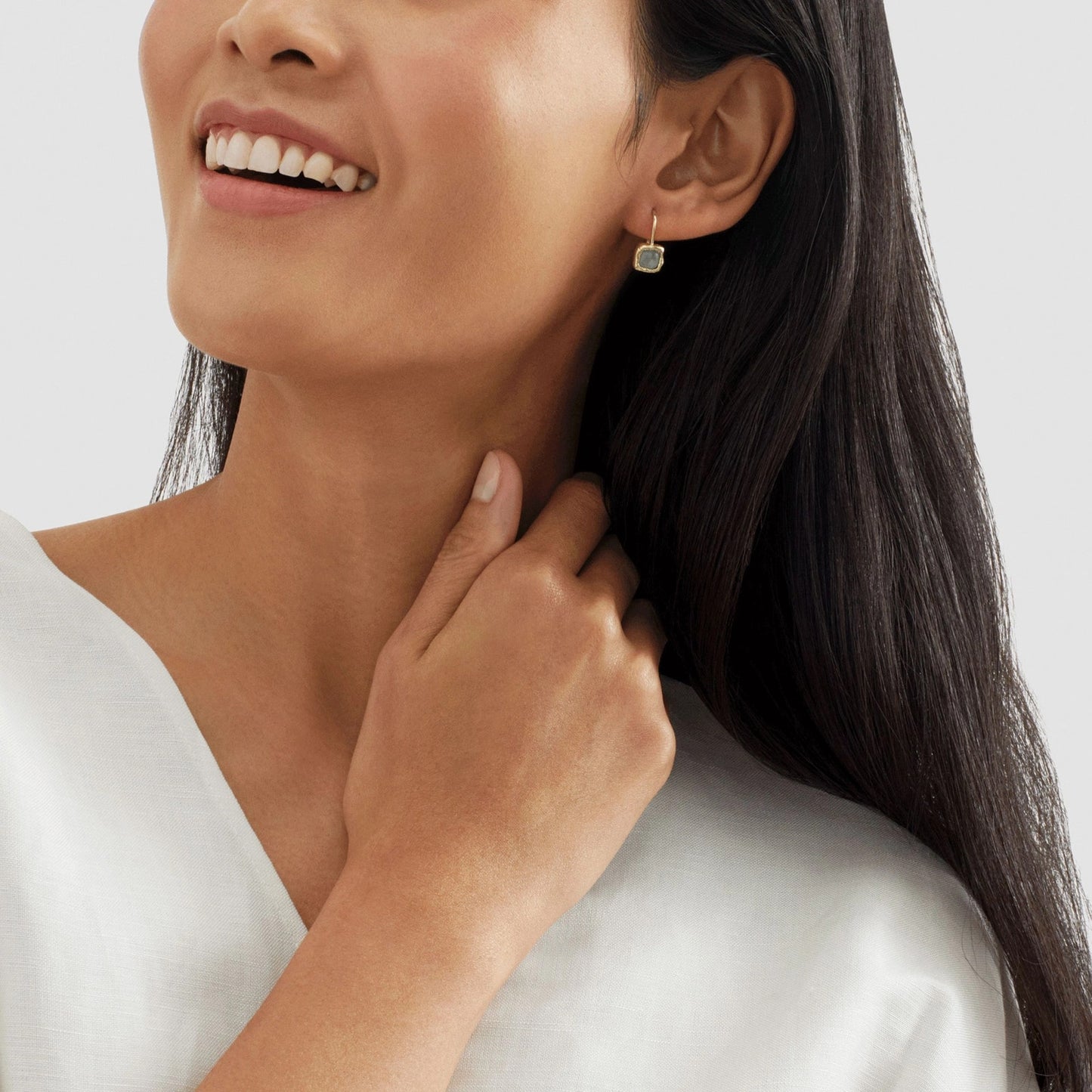 SILPADA Mediterra Natural Aquamarine Petite Drop Earrings in 14K Gold-Plated SS