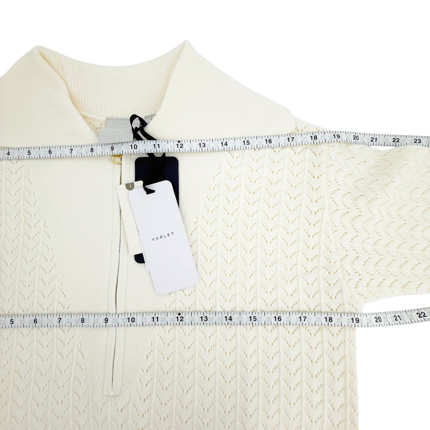 VARLEY Arney Half-Zip Polo Sweater in Egret S