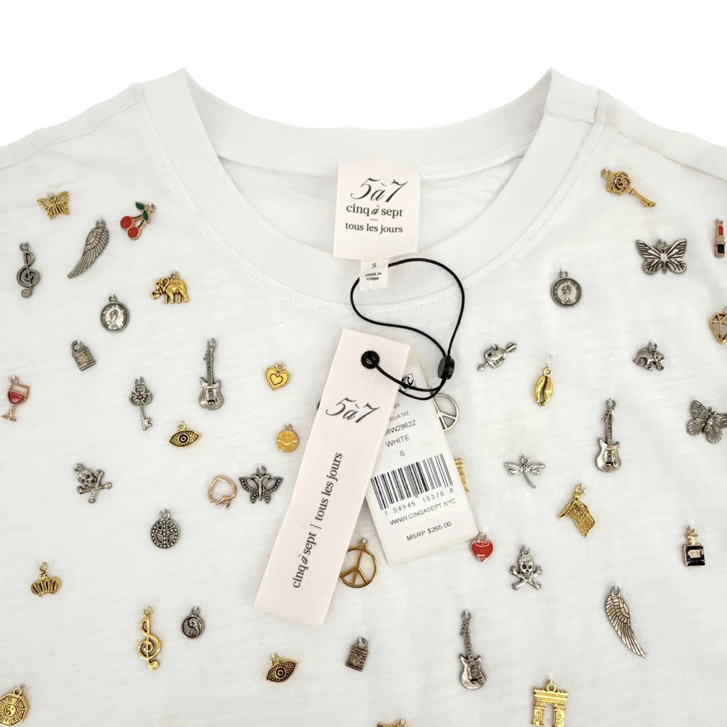 CINQ A SEPT Charm Bella Tee in White S - flyKAMP