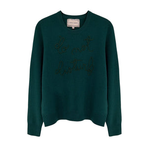 LINGUA FRANCA Do Not Disturb Cashmere Crewneck Sweater in Hunter M