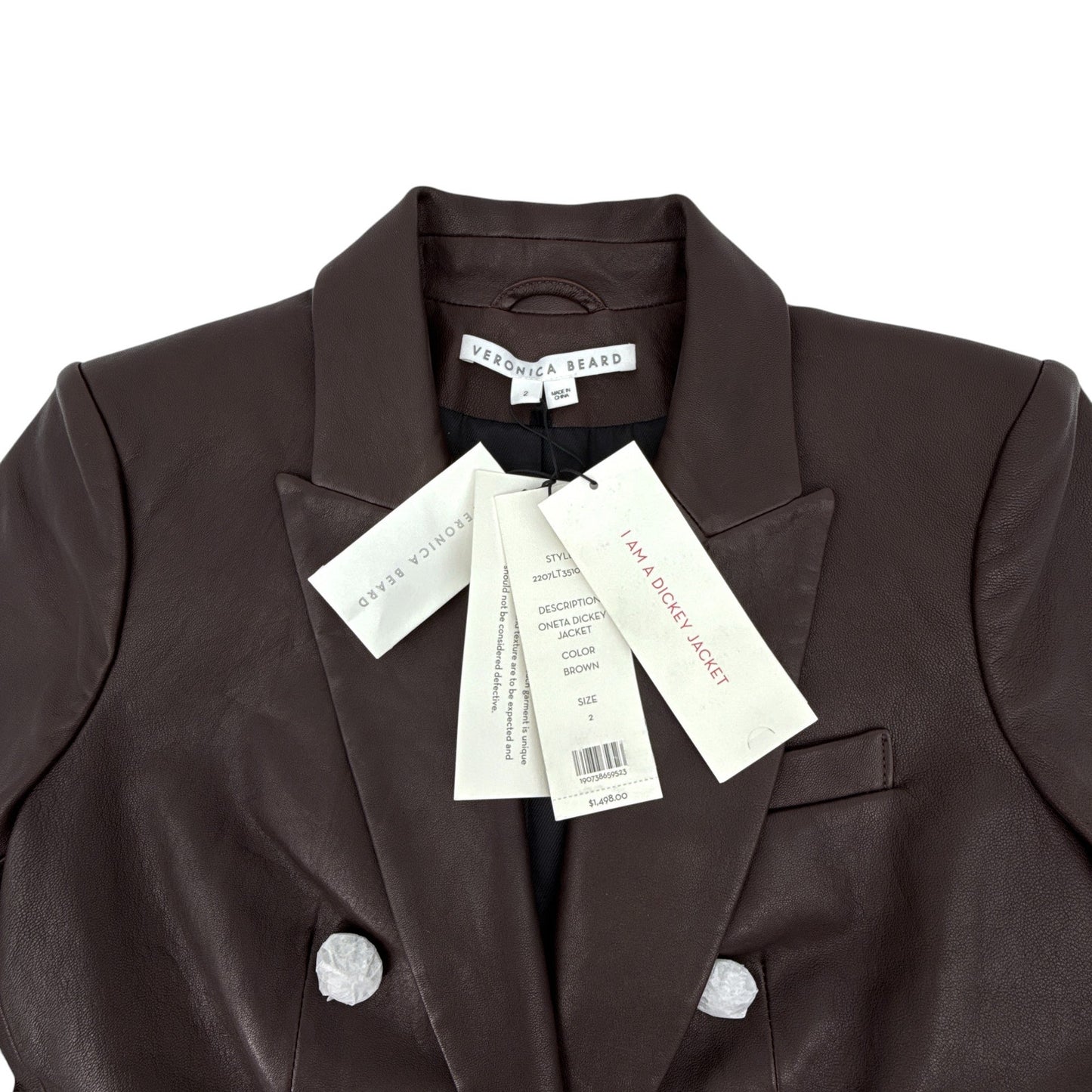 VERONICA BEARD Oneta Leather Dickey Jacket in Brown 2