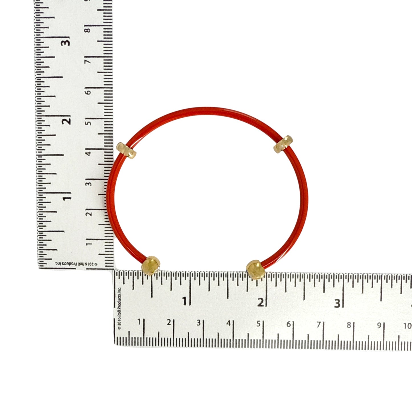 ALEX+ANI Bezel Stone Enamel Cuff in Coral Red