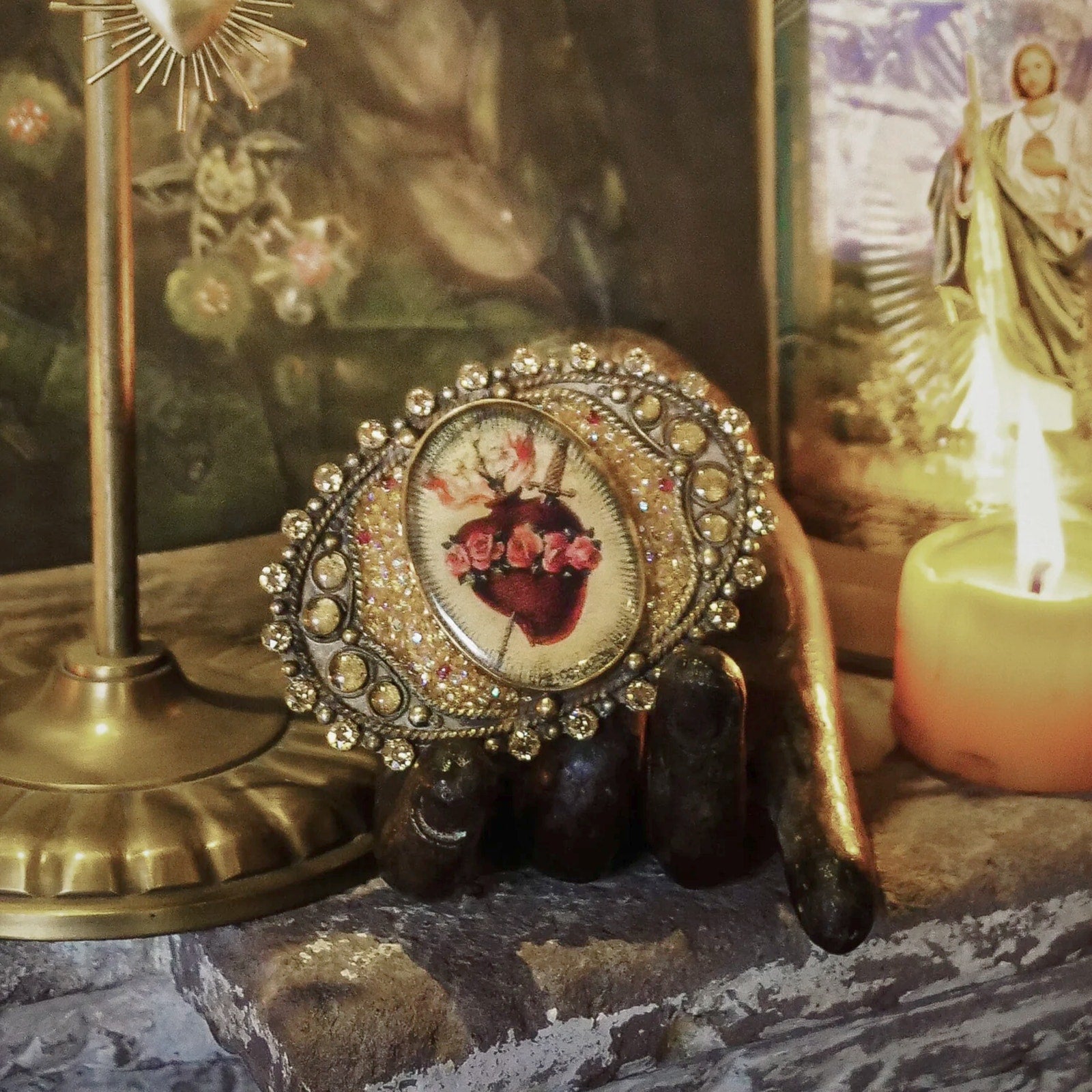 VIRGINS SAINTS & ANGELS VSA Goddess Image Buckle Sacred Heart Virgins Saints & Angels