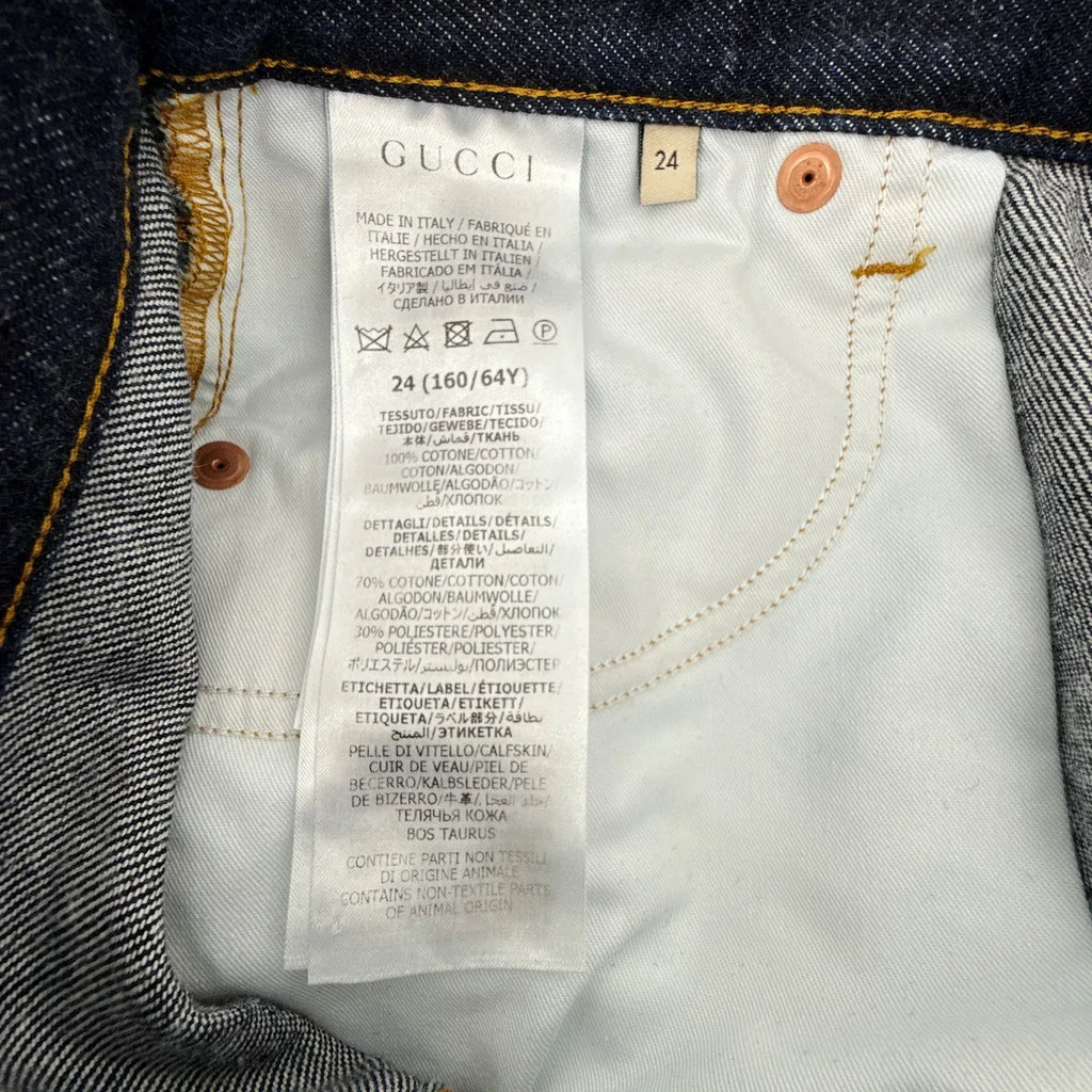 GUCCI Denim Pants with GG Supreme Canvas Cuff 24 - flyKAMP