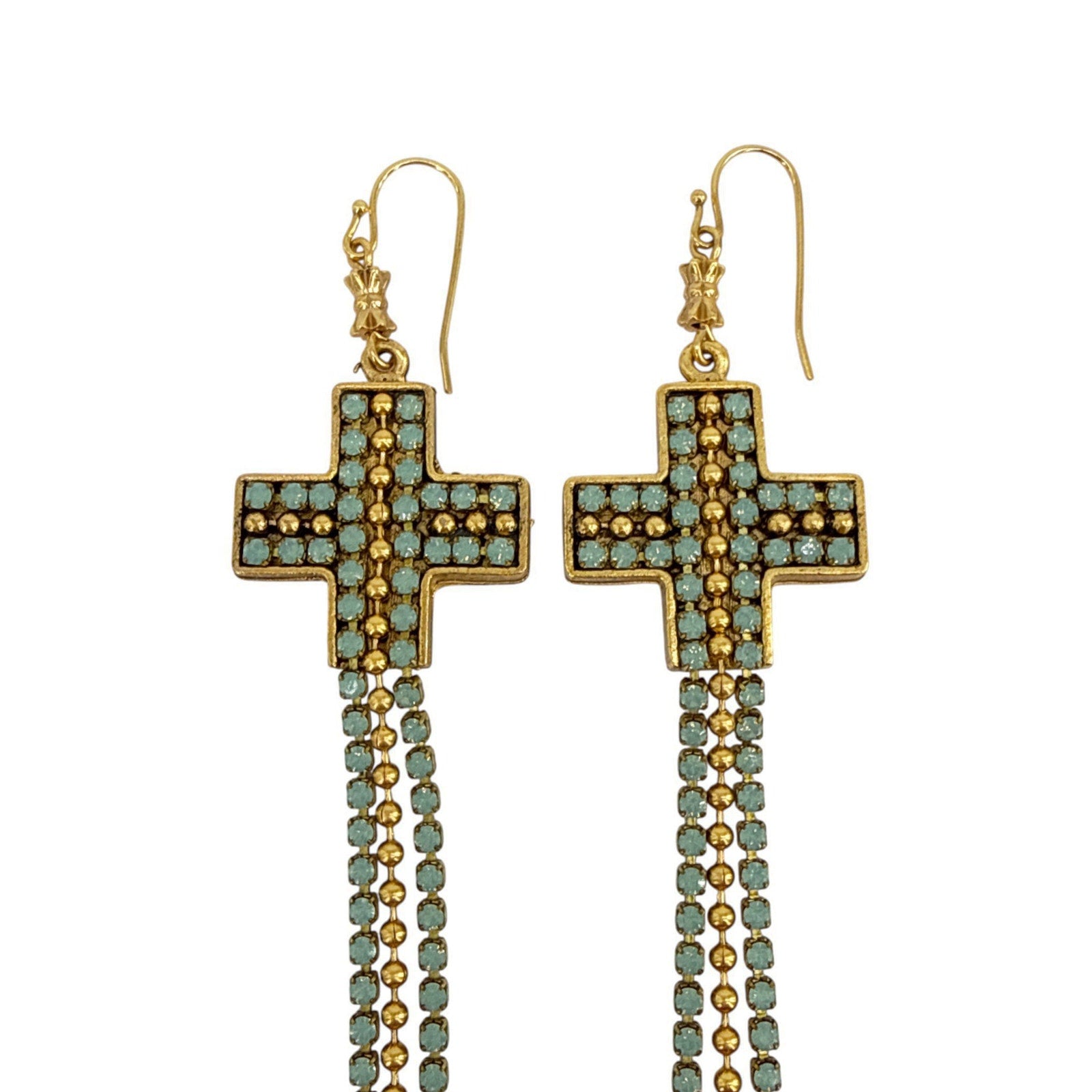 VIRGINS SAINTS & ANGELS VSA Resurrection Cross Chain Earrings in Gold