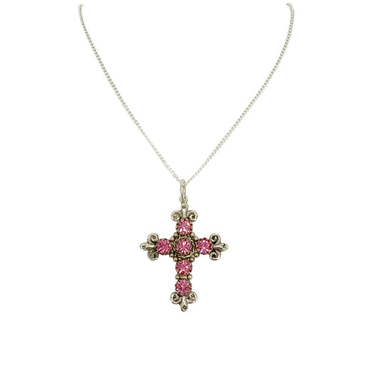 VIRGINS SAINTS & ANGELS VSA Addie Charm Necklace Silver & Pink