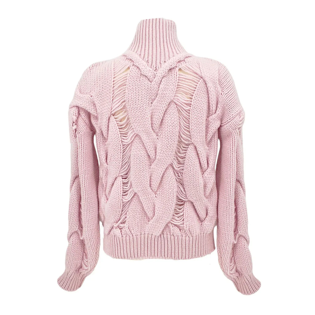 BLUMARINE Knitted Heavy Cardigan Jacket in Chalk Pink IT38|XS - flyKAMP