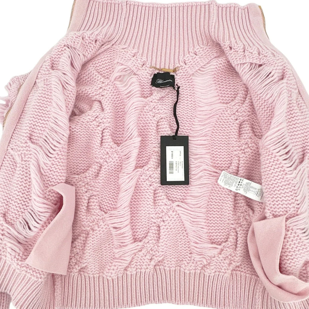 BLUMARINE Knitted Heavy Cardigan Jacket in Chalk Pink IT38|XS - flyKAMP