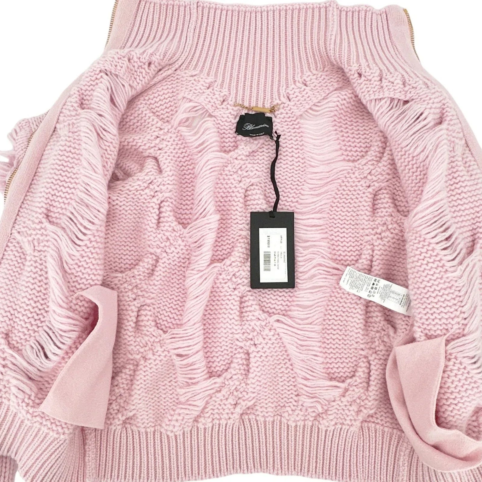BLUMARINE Knitted Heavy Cardigan Jacket in Chalk Pink IT38|XS - flyKAMP