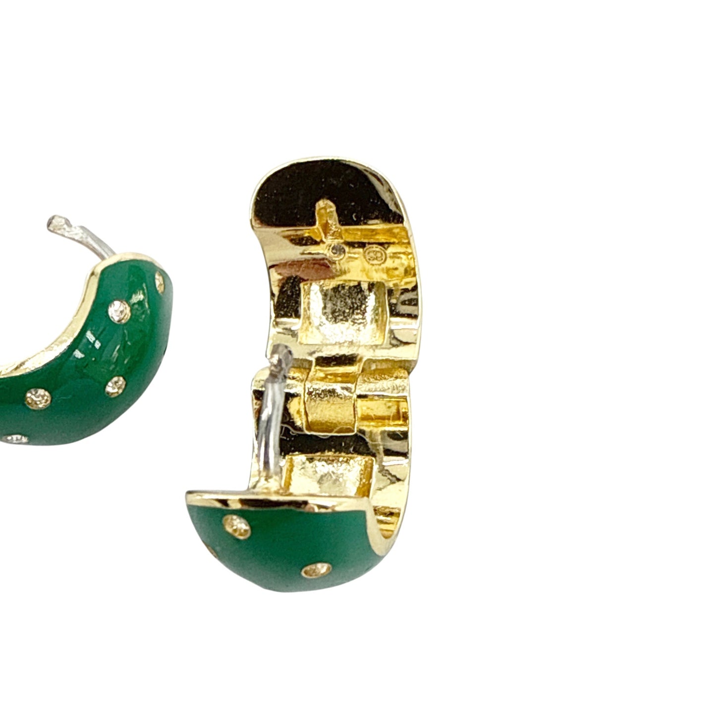 GORJANA Noel Shimmer Huggies in Gold & Green