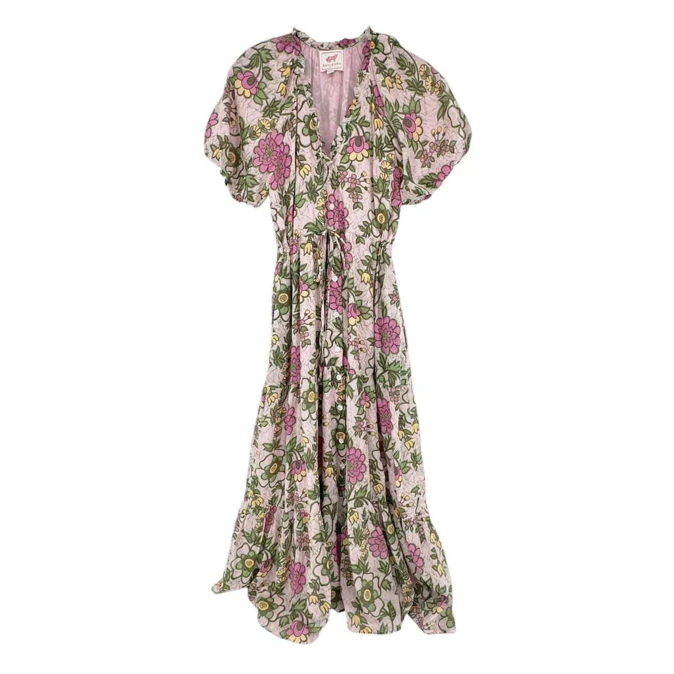 BANJANAN Cotton Poppy Dress in Freyja Flower Lilac Sachet XS - flyKAMP