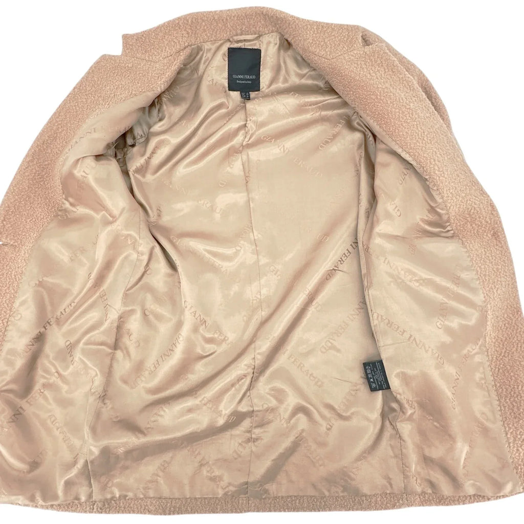 GIANNI FERAUD Slimline Mini Boucle Coat with Upturned Collar in Salmon 6|S - flyKAMP