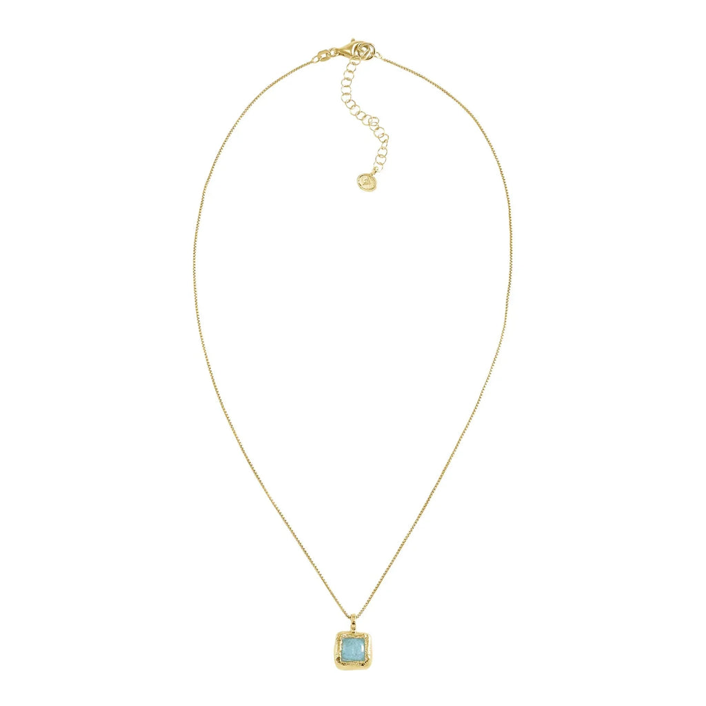 SILPADA Mediterra Natural Aquamarine Necklace in 14K Gold-Plated Sterling Silver - flyKAMP