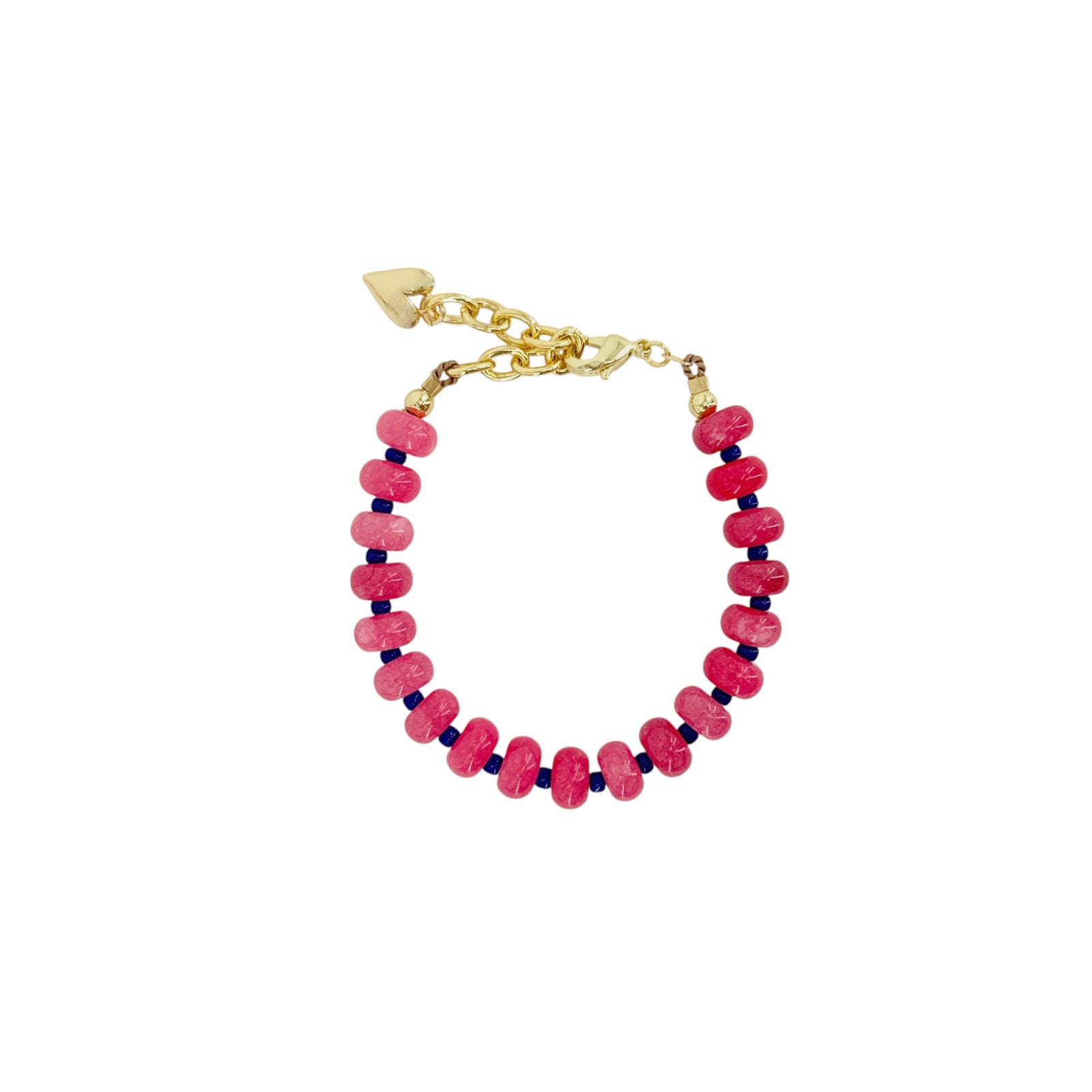 THE SILVER WREN Candy Stone Beaded Bracelet in Dark Pink