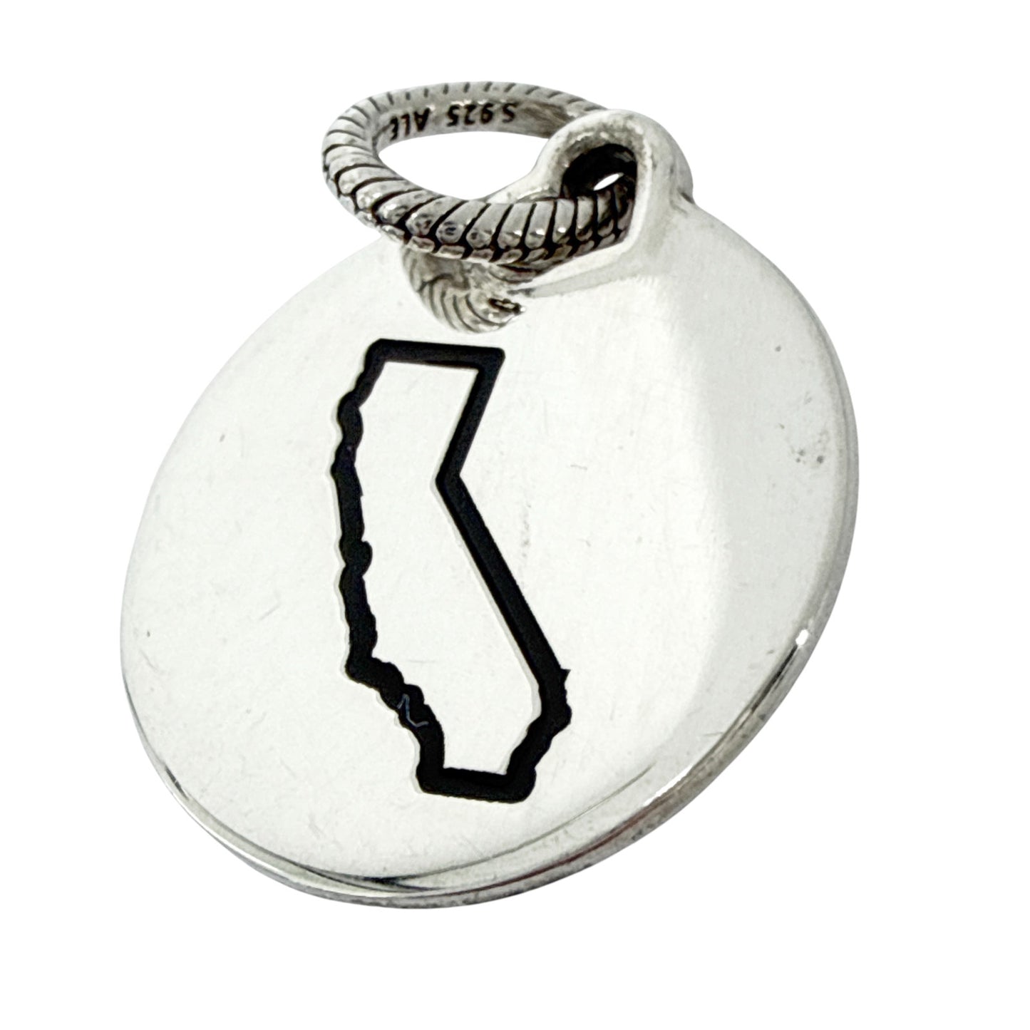 PANDORA California State Round Dangle Pendant Charm in Silver