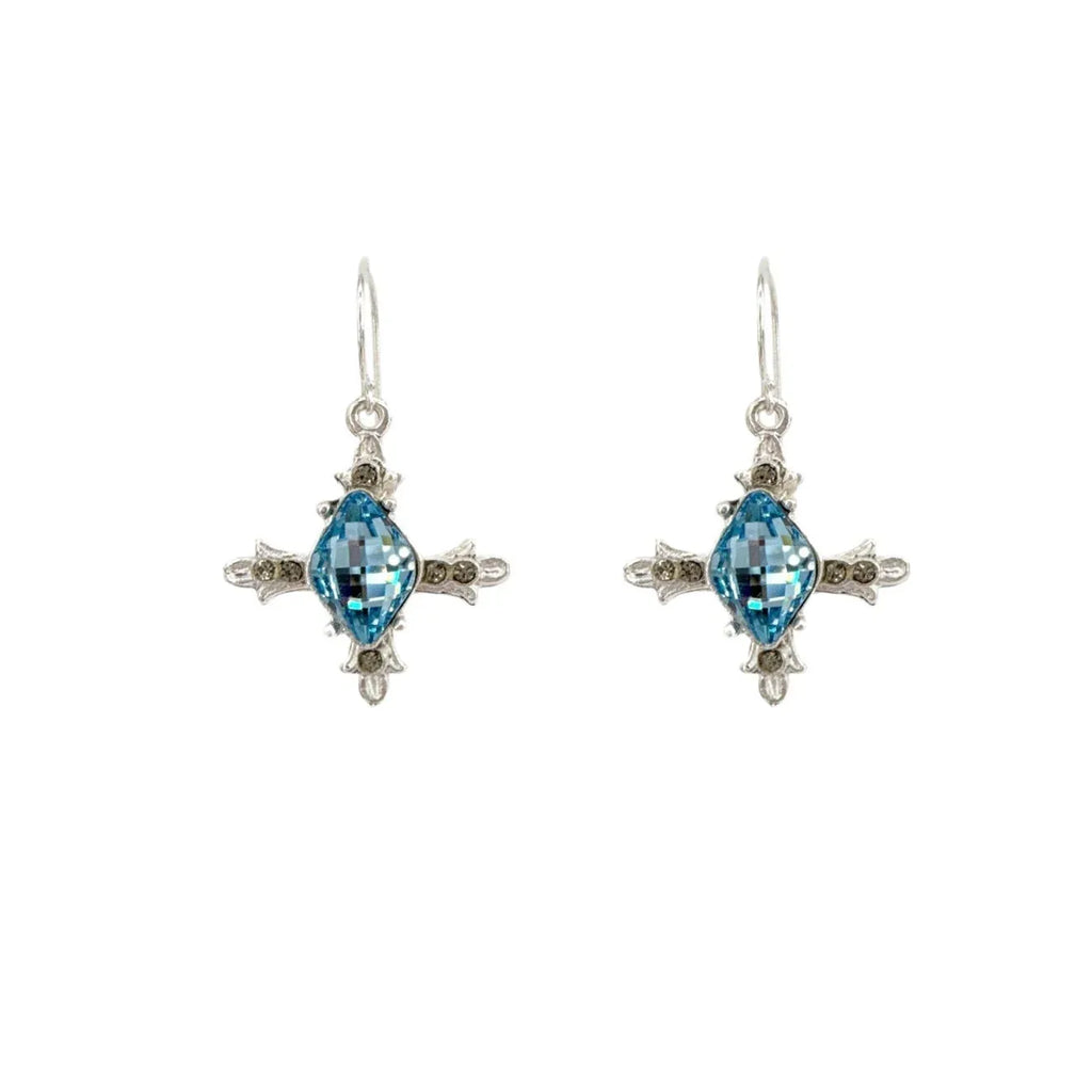 VIRGINS SAINTS & ANGELS VSA Ice Cross Earrings in Silver & Aqua - flyKAMP