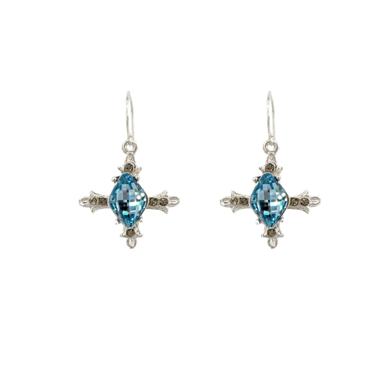 VIRGINS SAINTS & ANGELS VSA Ice Cross Earrings in Silver & Aqua