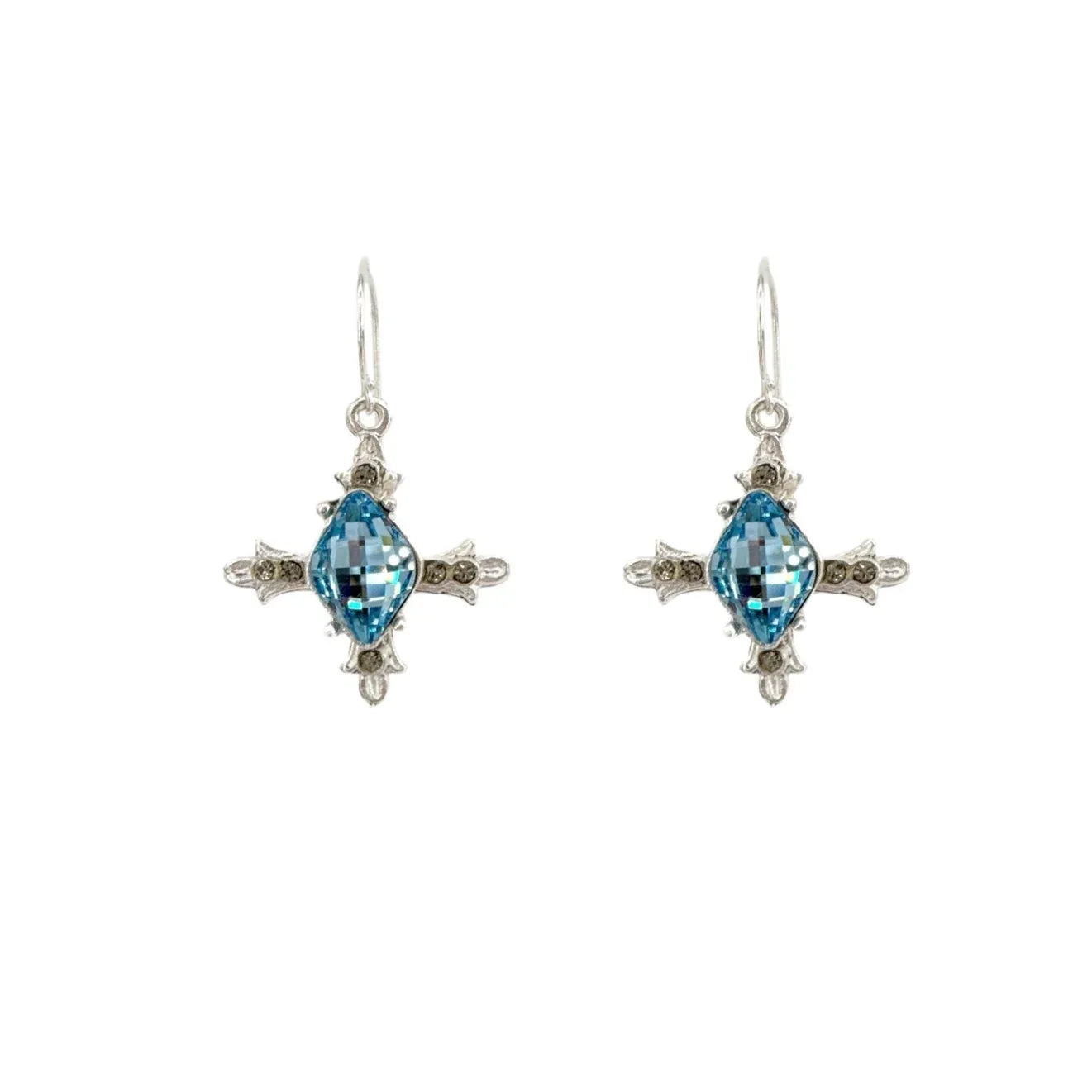 VIRGINS SAINTS & ANGELS VSA Ice Cross Earrings in Silver & Aqua - flyKAMP