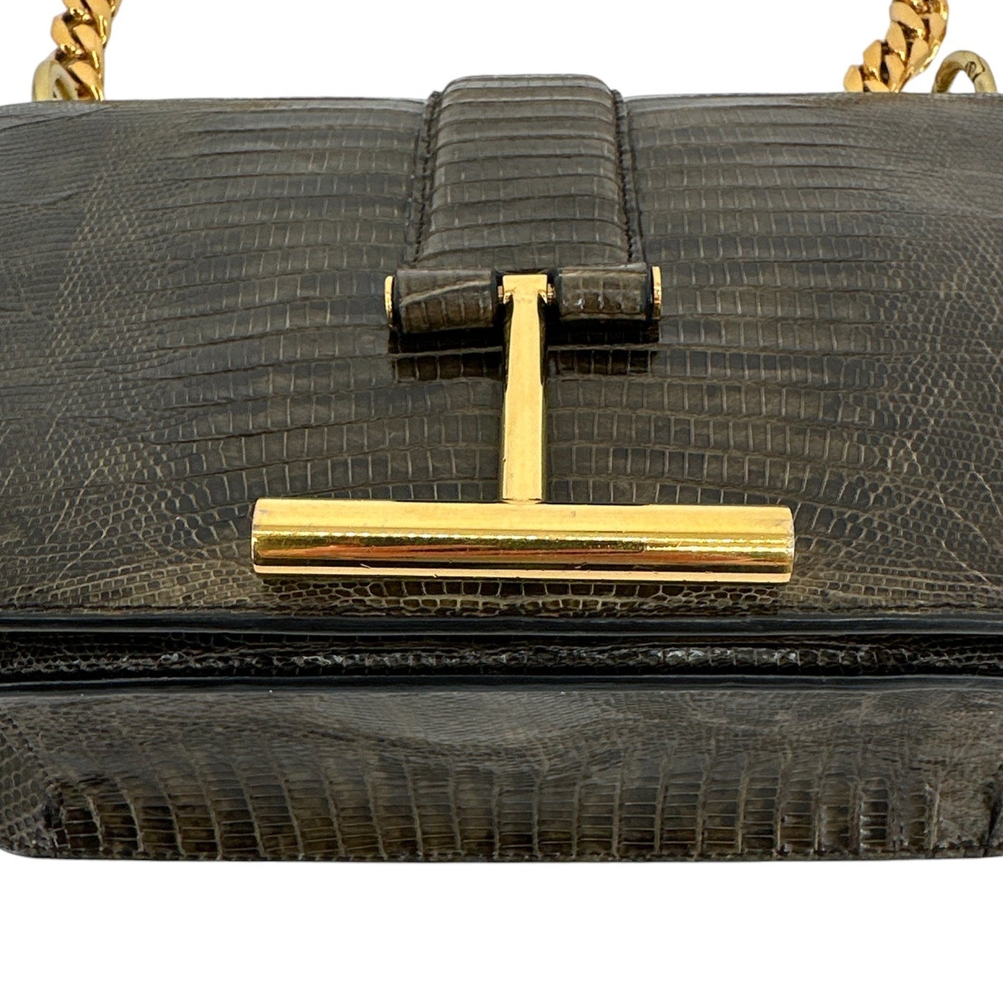TOM FORD Tara Chain Tejus Lizard Shoulder Bag