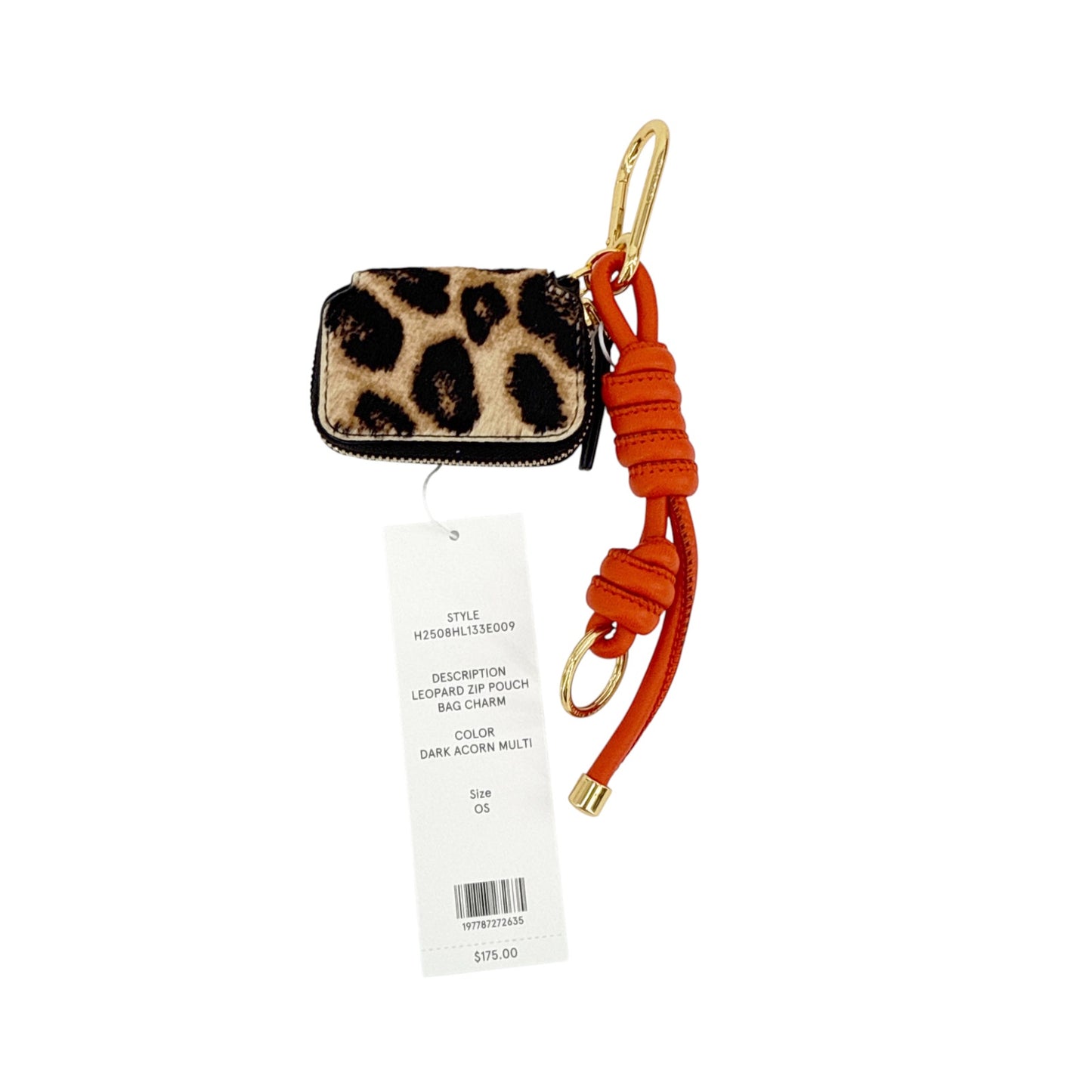 VERONICA BEARD Leopard Zip Pouch Bag Charm Dark Acorn